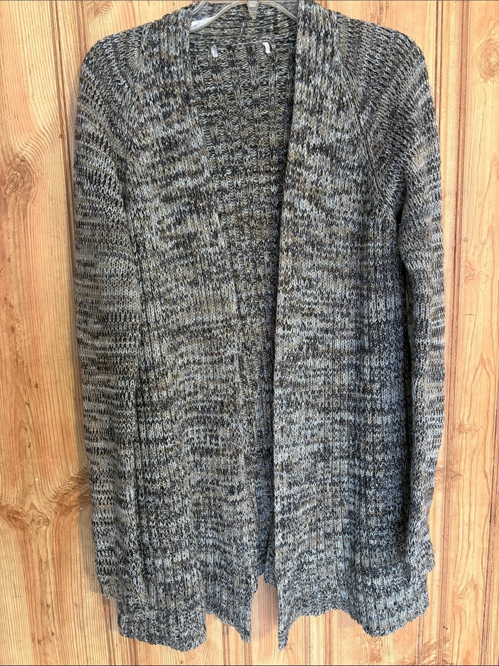Open-Front Marled Gray Women's Knit Cardigan